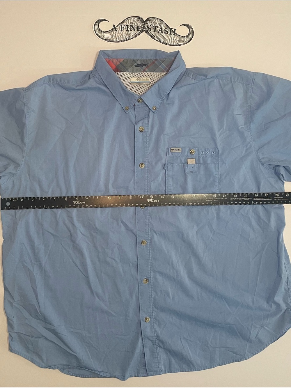 Columbia PFG Bonefish Short Sleeve Shirt XXL Blue Plaid Fishing Utility